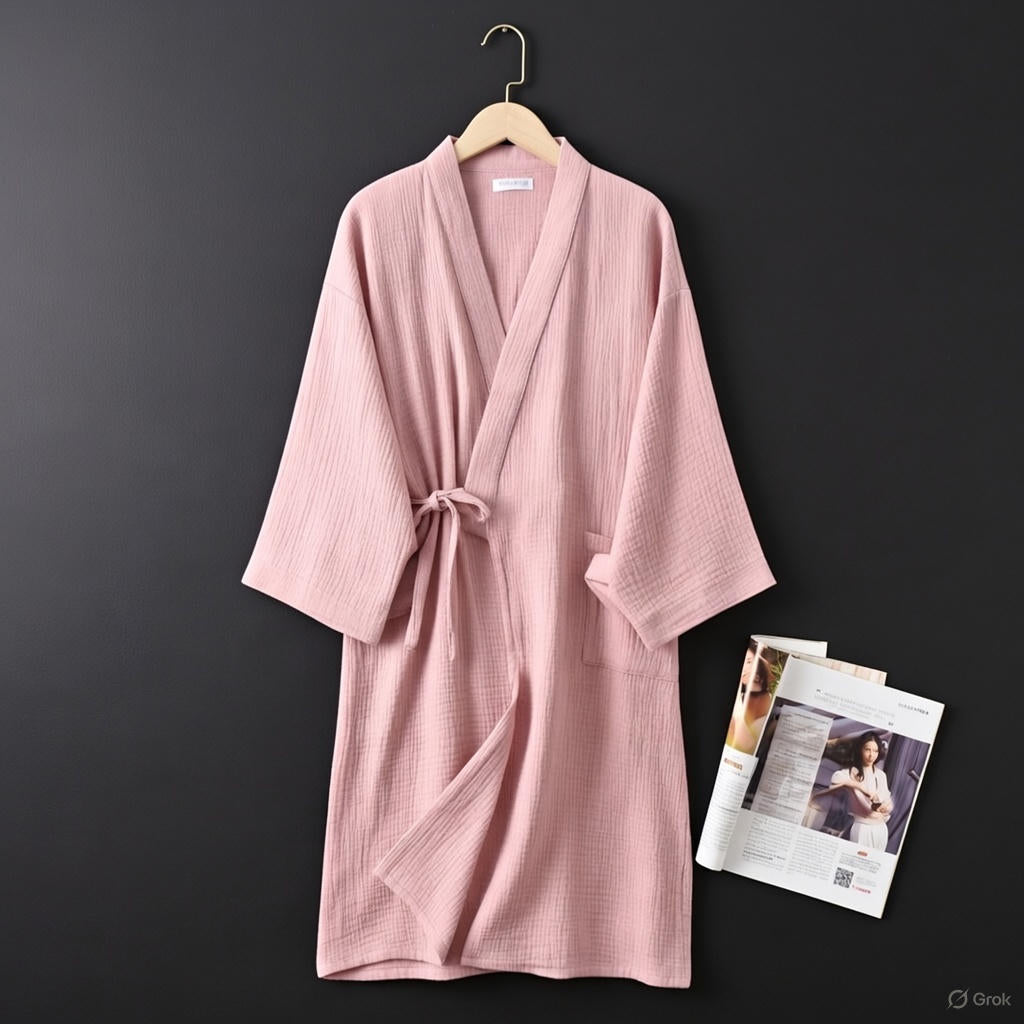 Japanese Cotton Crepe Kimono Robe – Unisex
