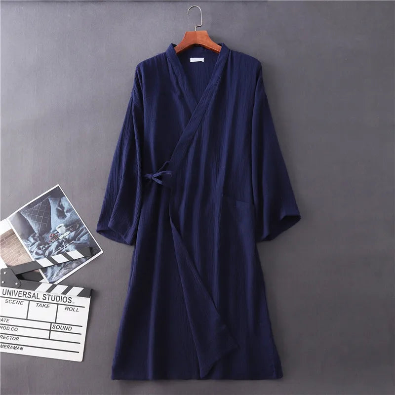 Japanese Cotton Crepe Kimono Robe – Unisex