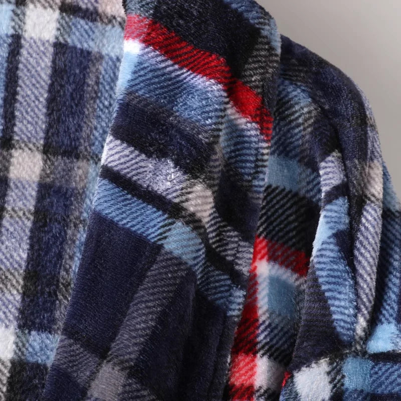 Men’s Plaid Flannel Bathrobe – Warm Winter Lounge & Sleepwear