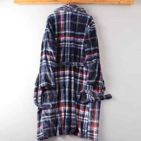Men’s Plaid Flannel Bathrobe – Warm Winter Lounge & Sleepwear