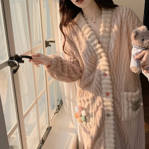 Coral Velvet Winter Bathrobe