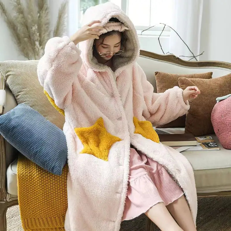 Cute Women’s Flannel Bathrobe – Warm Winter Sleepwear