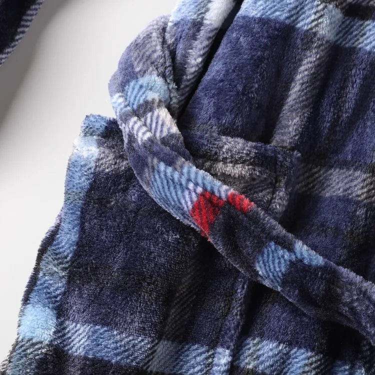 Men’s Plaid Flannel Bathrobe – Warm Winter Lounge & Sleepwear