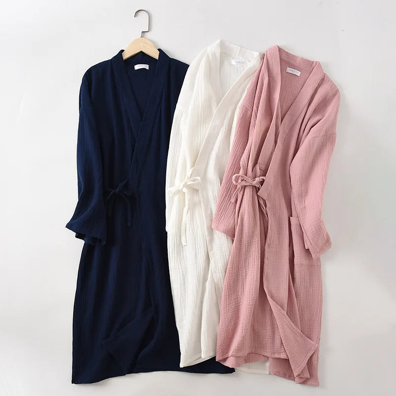 Japanese Cotton Crepe Kimono Robe – Unisex